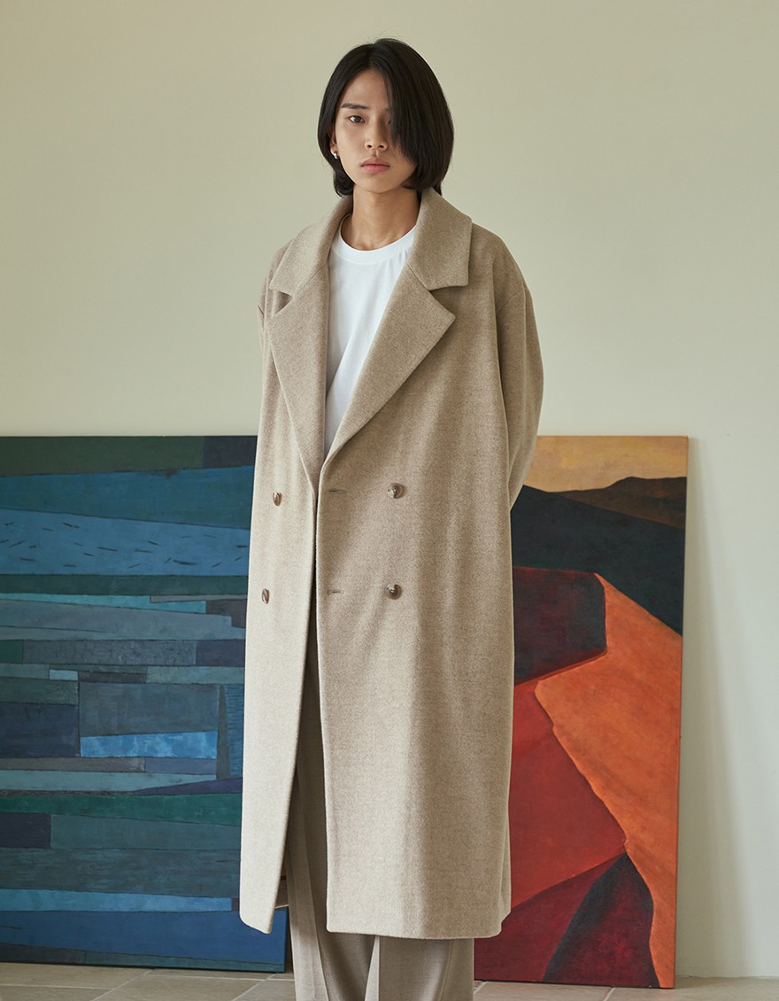Wool cashmere long coat(Oatmeal)