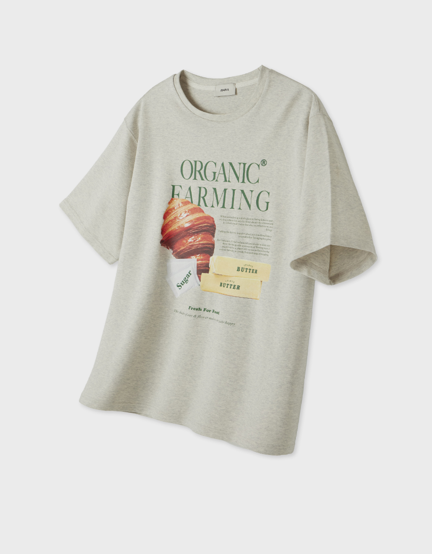 오가닉 파밍 크로아상 프린트 티셔츠